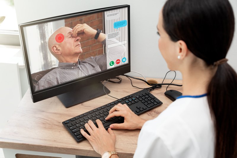 telehealth teleconferencing Telehealth helps an elderly patient